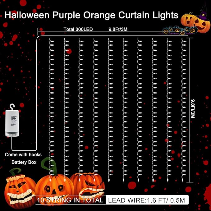 Halloween Yard String Lights, 8ft 300 LED Waterproof