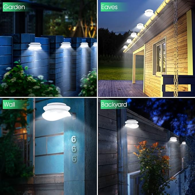 6-Pack White Sleek Solar Stair Lights, Outdoor LED