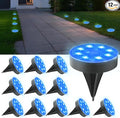 Solar Flat Disk Lights 12-Pack, Waterproof Walkway