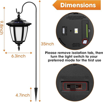 Viewsun 34 Inch Solar Hanging Lights, Shepherd Hook Lights with 4 Lighting Modes Waterproof Outdoor Decorative Solar Lantern Lights for Garden Decor, Patio, Backyard, Pathway, 4 Pack