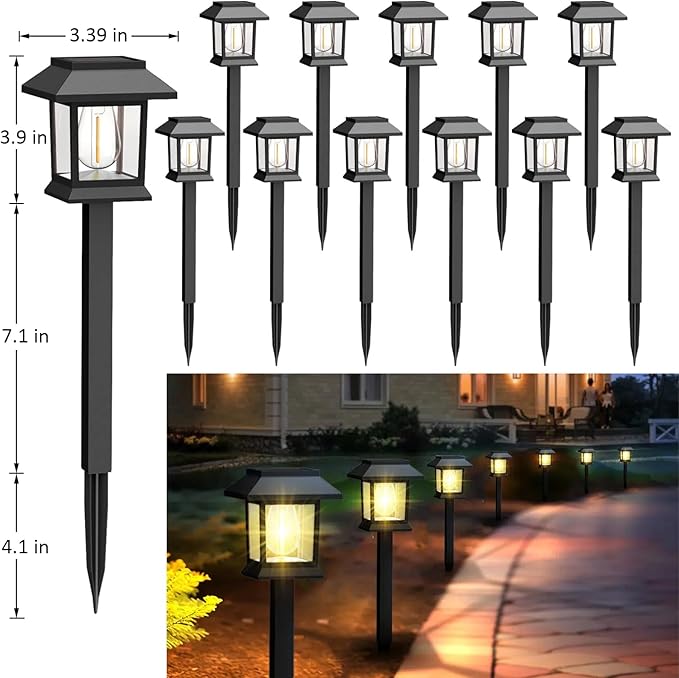 12-Pack Solar Landscape Lights for Yard