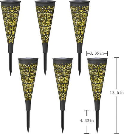6 Pack Solar Lights Outdoor Garden Decorative Mandala Solar Pathway Lights Waterproof Plastic Outside Solar Path Landscape Lights Gardening Gifts for Women Mom Backyard Walkway Yard Decor