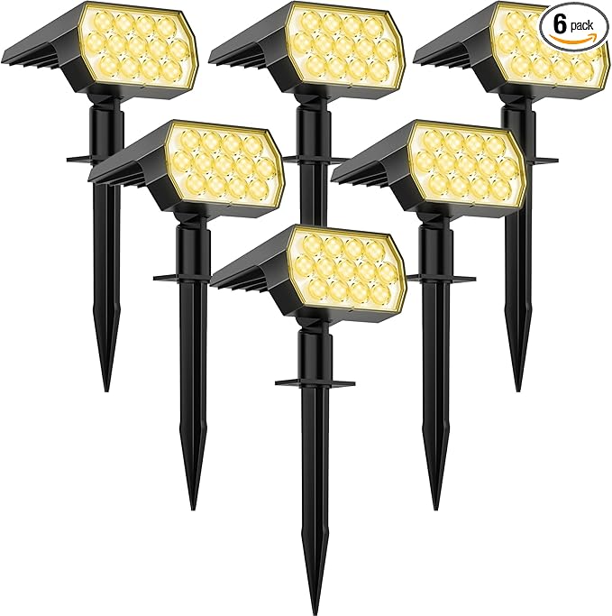 6-Pack Solar Spotlights, Waterproof Landscape LED