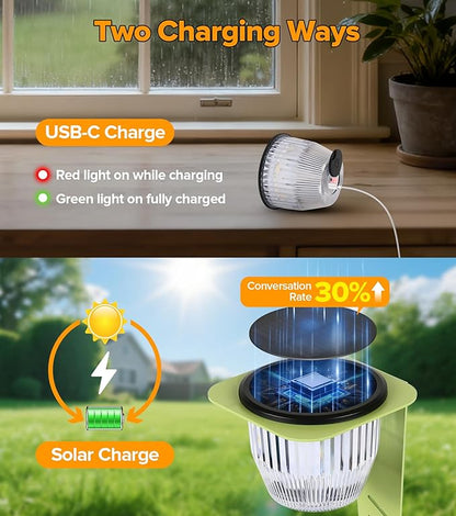 Solar Pathway Lights Outdoor, Super Bright 500 lumens with 2-in-1 Solar Powered and USB Charging Modes, IP65 Waterproof, Auto On/Off Garden Lights for Lawn Patio Walkway, Green (6 Pack)