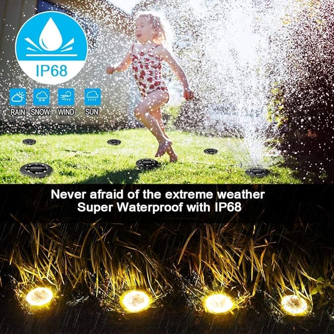 2-Pack Warm White Solar Path Lights, Outdoor Walkway LED