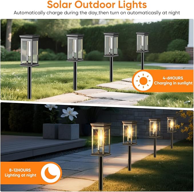 Solar Pathway Lights Outdoor Waterproof – 12 Pack Bright Solar Powered Garden Lights with Auto On/Off, IP65 LED Landscape Lighting for Walkway Patio Lawn Yard Decor