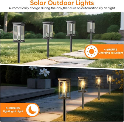 Solar Pathway Lights Outdoor Waterproof – 12 Pack Bright Solar Powered Garden Lights with Auto On/Off, IP65 LED Landscape Lighting for Walkway Patio Lawn Yard Decor