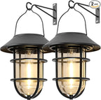 2-Pack Backyard Solar Garden Lanterns, Metal Waterproof LED