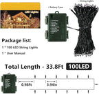 Christmas String Lights, 33ft 100 LED Waterproof Twinkle Lights