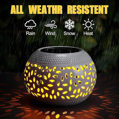 Solar Table Lanterns Outdoor Waterproof - 2 Pack LED Lamp White Metal Tabletop Light Solar Powered Decorative Lantern for Indoor Desk Bedroom Patio Garden Pathway Yard