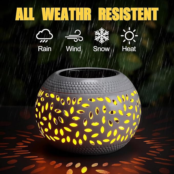 Solar Table Lanterns Outdoor Waterproof - LED Lamp White Metal Tabletop Light Solar Powered Decorative Lantern for Indoor Desk Bedroom Patio Garden Pathway Yard (1 Pack)