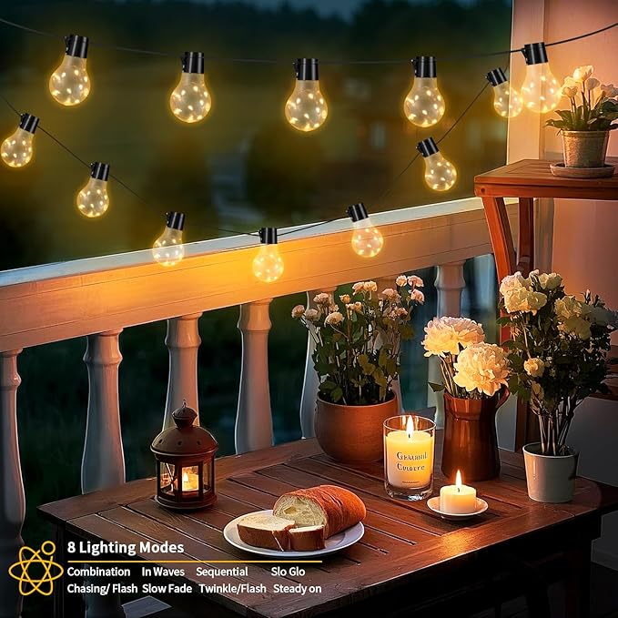 20 Hanging Bulb Battery Operated String Lights, 100 LED Vintage Battery Outdoor Lights for Patio, Waterproof Indoor Outdoor String Lights for Bedroom, Patio, Camping, Wedding, Party Decor