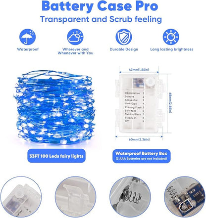 2-Pack Christmas String Lights, 8ft Waterproof Twinkle Lights
