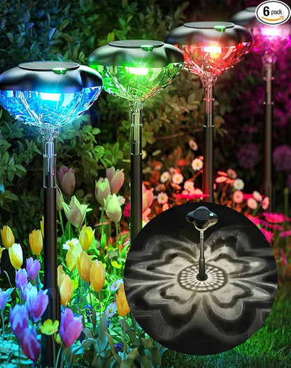 SFV 8 Pack RGB Solar Pathway Lights Outdoor, Color Changing or 7 Fixed Color Mode, Four-Leaf Clover Design, IP65 Waterproof, Auto On/Off, 800mAh Landscape Lighting for Garden Yard Lawn Landscape