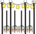 4-Pack 10ft String Light Poles, Heavy-Duty Metal Stands