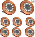 8-Pack Solar Ground Disk Lights, White Waterproof LED