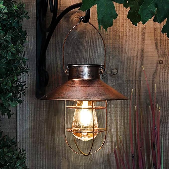 Rustic Backyard Solar Lanterns for Yard, Waterproof LED