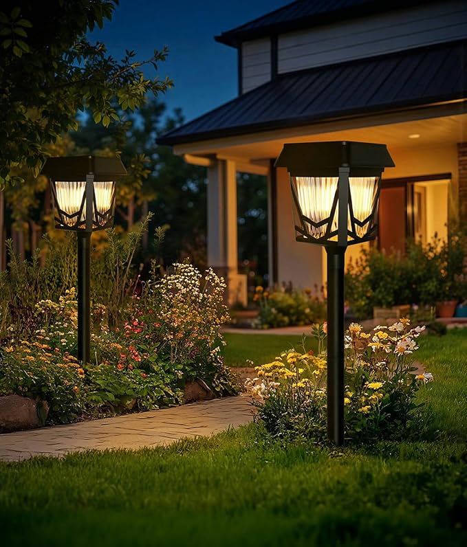 6-Pack Black Solar Path Lights, Outdoor Yard LED