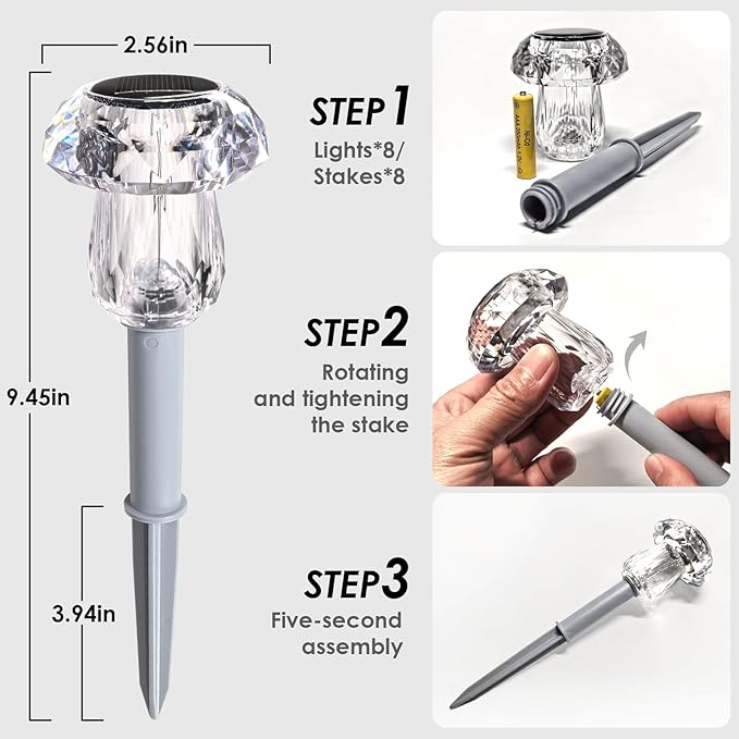 8-Pack Solar Landscape Lights for Garden