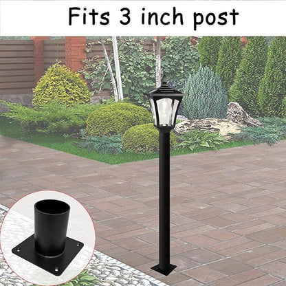 Heavy Duty Pier Mount Adapter for 3" Surface Mount Post, Metal Black Outdoor Post Bracket for Post Light, Mailbox Pole, Light Pole