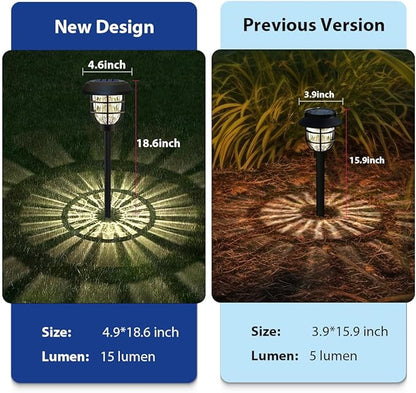 pearlstar Large Solar Pathway Lights Outdoor Waterproof 8 Pack Super Bright Solar Landscape Path Lights for Garden Lawn Walkway Driveway