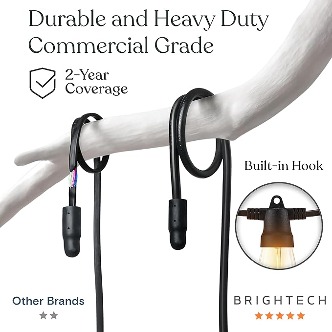 27ft White Outdoor Edison String Lights, Weatherproof