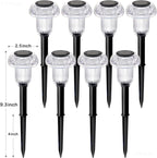 Cold White Solar Pathway Lights 8-Pack, Yard LED