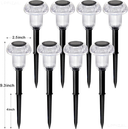 Solar Lights Outdoor 8 Pack Solar Pathway Lights Outdoor 6000K Cold White LED Waterproof Mushroom Lighting Stake for Outside, Yard, Garden, Path, Lawn, Driveway, Patio, Landscape Decorations