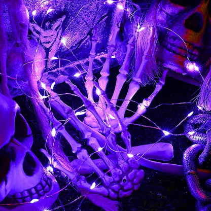 Joomer Purple Fairy Lights, 16.4Ft 50 LED 2 Modes Battery Operated Twinkle Lights for Halloween Decorations