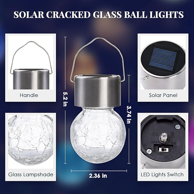 Solar Flower Lanterns 8-Pack, Patio Hanging LED Decor