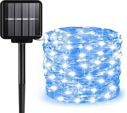 Solar String Lights Outdoor, 66 Feet 200 LEDs 8 Modes Solar Fairy Lights for Outside, Waterproof Outdoor Light for Patio Yard Christmas Tree Halloween Wedding Party Decorations, Blue