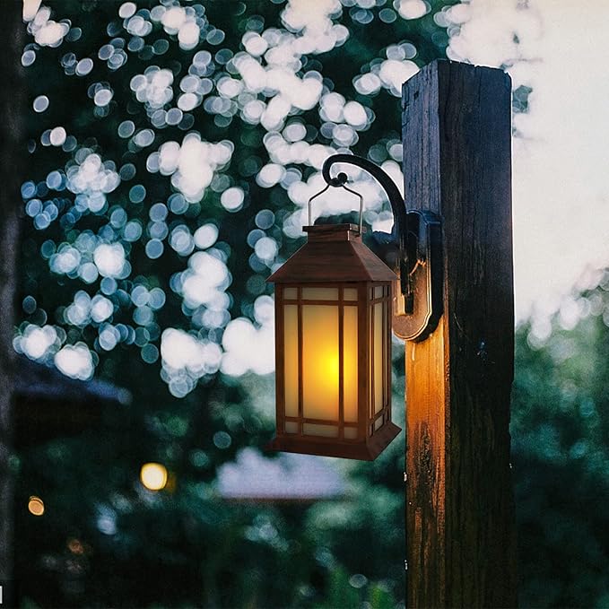 2-Pack Metal Hanging Solar Lanterns for Patio, Waterproof LED