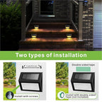 2-Pack Black Modern Solar Fence Lights, Outdoor LED