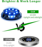 12-Pack Solar Ground Disk Lights, Blue Waterproof LED