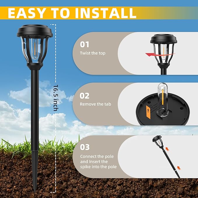 Cold White Solar Pathway Lights 12-Pack, Walkway LED