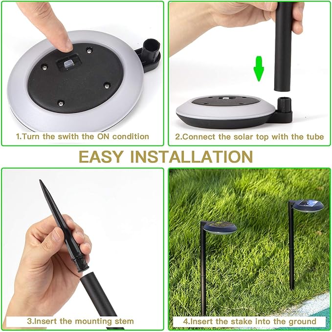 4-Pack Solar Pathway Lights, Waterproof LED Garden Lights