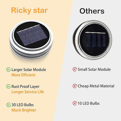 ZNYCYE Mason Jar Solar Lights for Outside, 12 Pack 30LED Fairy Firefly Lights Mason Jar Solar Lids Outdoor Waterproof String Lights with Hangers(NO Jars) for Patio Garden Yard Lawn Decor(6 Colors)