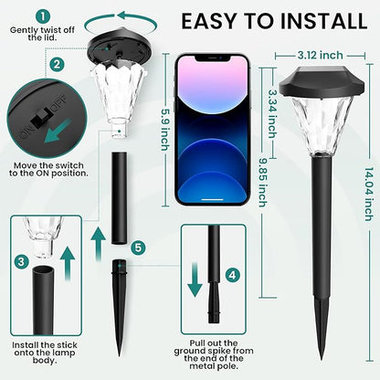 GIGALUMI 16 Pack Solar Lights Outdoor Waterproof, Outdoor Solar Lights for Yard, Solar Garden Lights, Yard Decorations Outdoor for Pathway, Patio, Garden, Driveway, Lawn, and Landscape(Cold White)