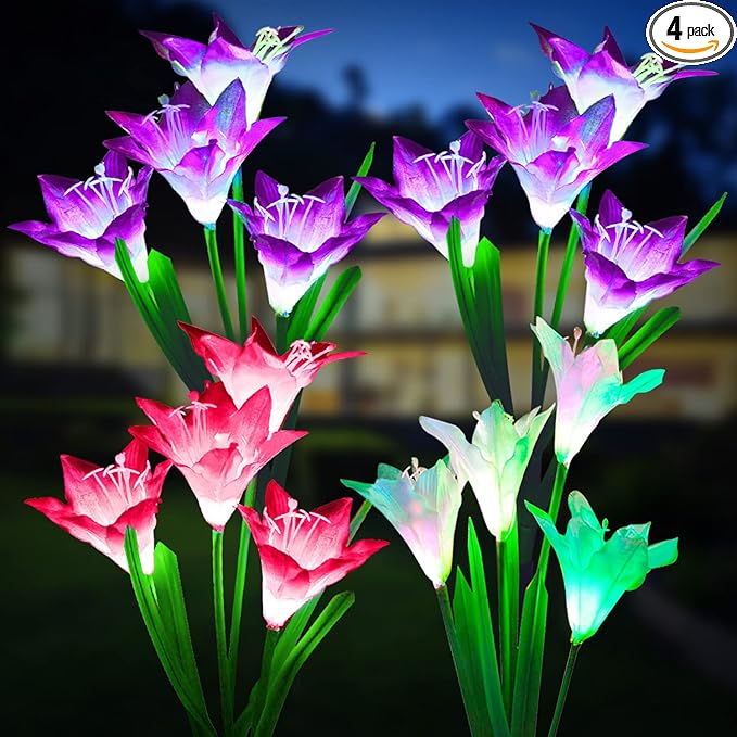 Solar Garden Path Lights 4-Pack, Waterproof