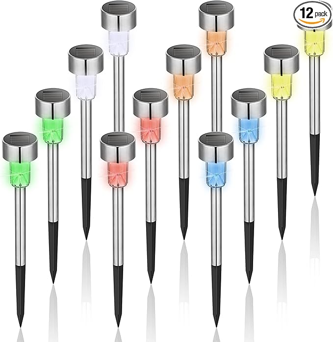 Solar Yard Path Lights 12-Pack, Waterproof