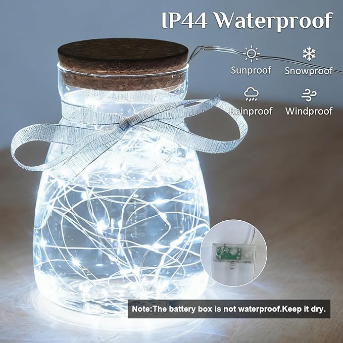 4-Pack White Patio String Lights, 16ft Weatherproof LED