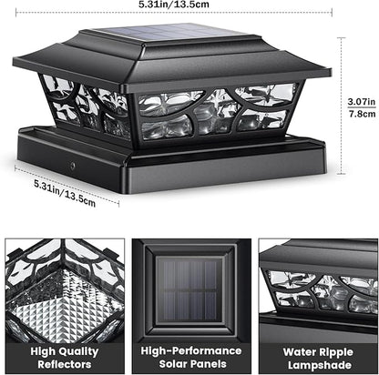 SIEDiNLAR Solar Post Lights Outdoor 4 Modes Deck Fence Post Cap Light for 4x4 5x5 6x6 Vinyl Wooden Posts Patio Garden Decor, Warm White & Cool White Dynamic Lighting Black (1 Pack)