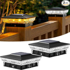 2-Pack Black Deck Post Cap Lights, Solar LED