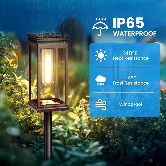 Upgraded Square Solar Pathway Lights Outdoor - 8 Pack, IP65 Waterproof & Super Bright, Auto On/Off Warm White LED, Landscape Lighting for Walkway Garden Driveway Decor