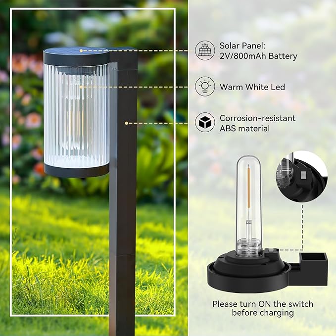 Solar Driveway Path Lights 6-Pack, Waterproof