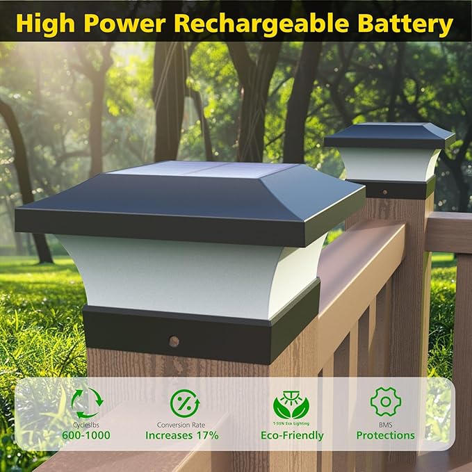 T-SUN 4X4 Post Solar Lights, Outdoor Waterproof RGB Color Changing Light for 4X4 5X5 6X6 Wood/Vinyl/Fence Posts, Deck, Solar Post Lights for Patio Garden Decor or Fence(6 Pack)