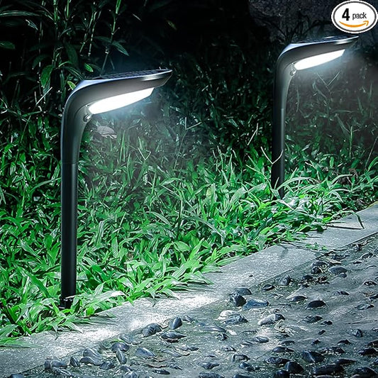 Solar Pathway Lights Outdoor 4 Pack - 150 LM High Bright Solar Lights Outdoor Waterproof IP65, Warm/Cool 2 Color Modes, Landscape Path Light for Walkway Driveway Garden Yard Patio