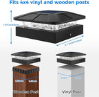 Solar Post Cap Lights, 3-Mode Waterproof LED
