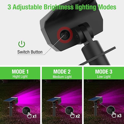 nipify 4 Pack Solar Spot Lights Outdoor, Solar Powered Waterproof Spotlight, Landscape Lighting for Outside Yard Garden Pathway,Purple