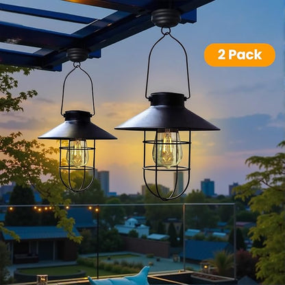 2 Pack ‌Solar Lanterns Outdoor Waterproof Ideal as Gifts for Women, Mothers and Wife.Vintage-Style Hanging Solar Lights Suitable for Outdoor Use in Yards, Patios, Backyards and Porches.